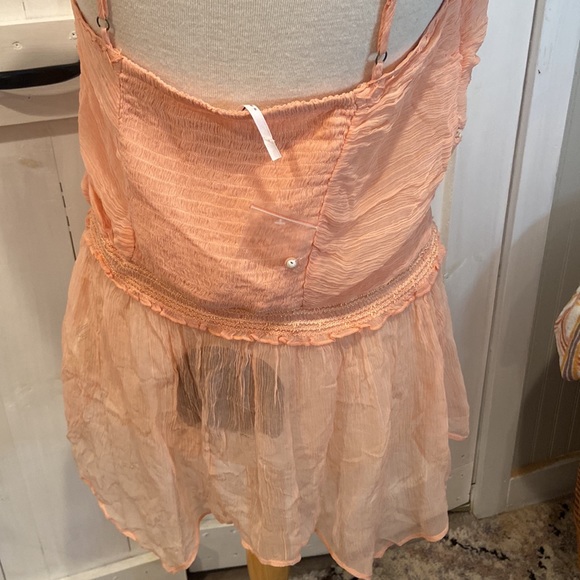 NWT Free People Leah Peach Chiffon Tunic - Picture 4 of 6